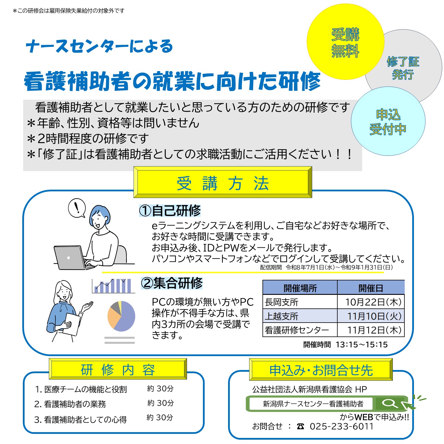 看護補助者の就業に向けた研修（オンデマンド）
